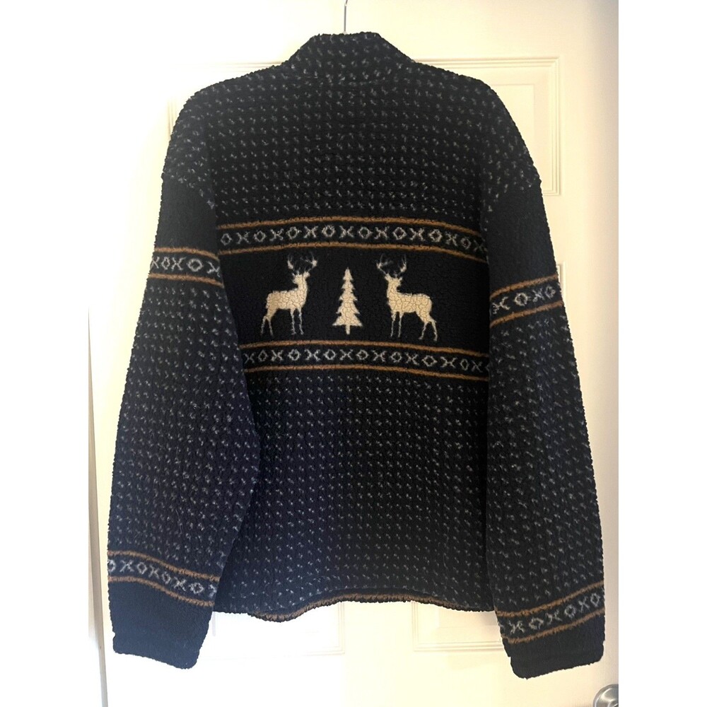 Old Navy Men’s Oversized Sherpa Fleece Fair Isle 1/4 Zip Sweater Navy Blue XXL - Picture 4 of 4